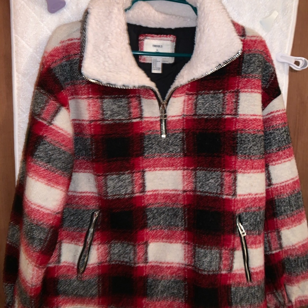 Forever 21 fleece collar quarter zip